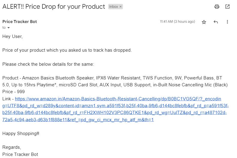 Sample Screenshot of mail